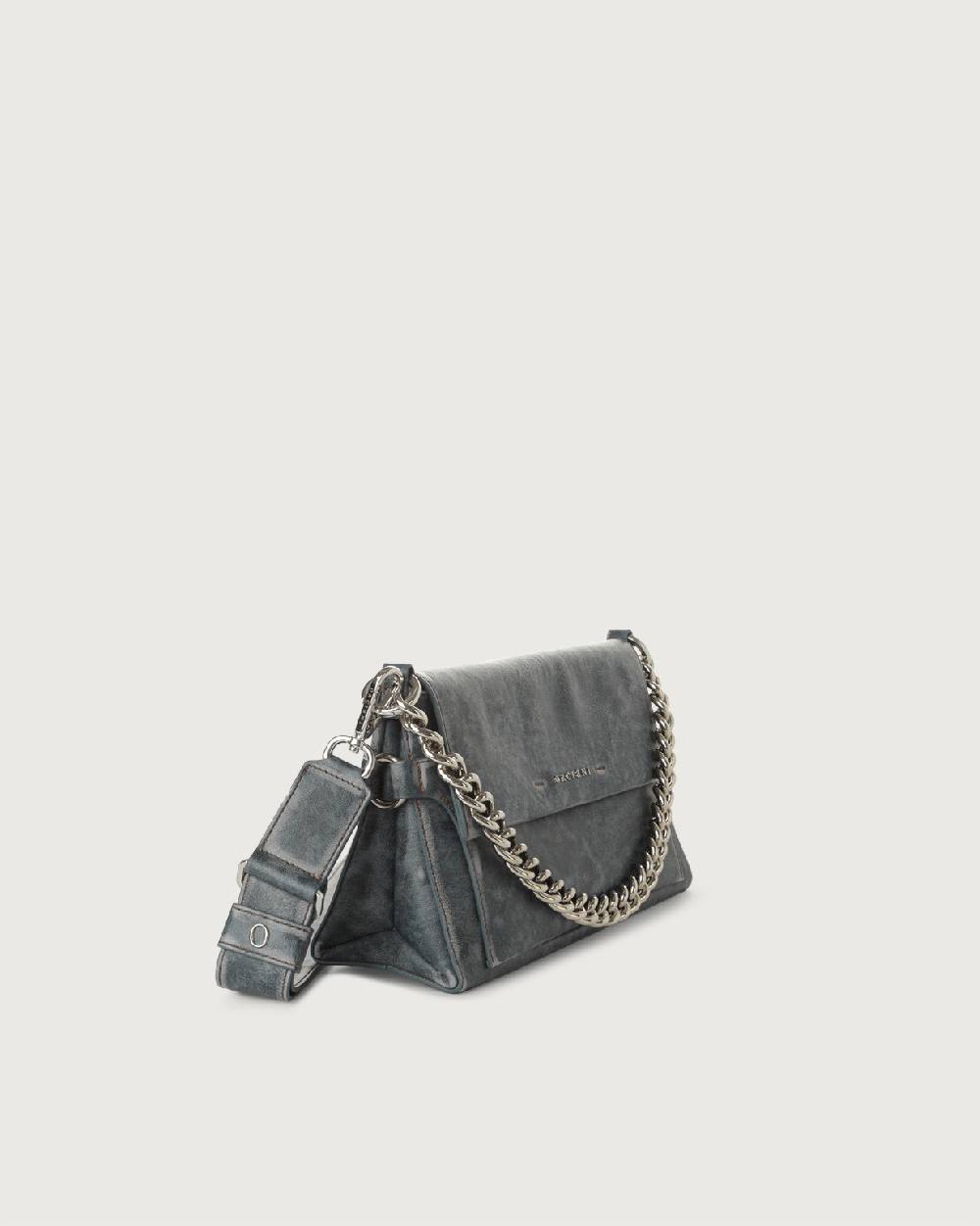 Orciani Borsa a spalla Missy Longuette Delavè in pelle con catena e tracolla In Linea
