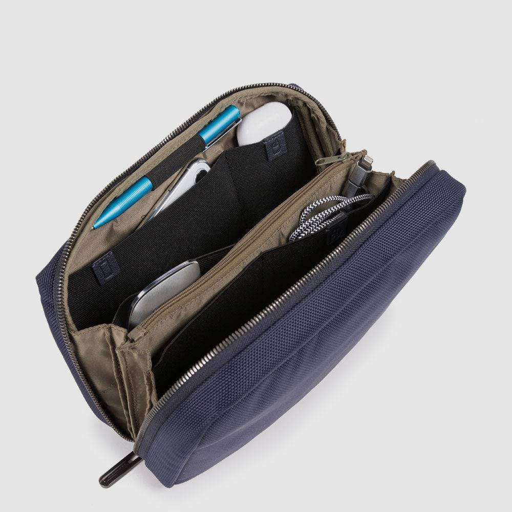 Piquadro Electronic cord pouch in recycled fabric Vendita Calda