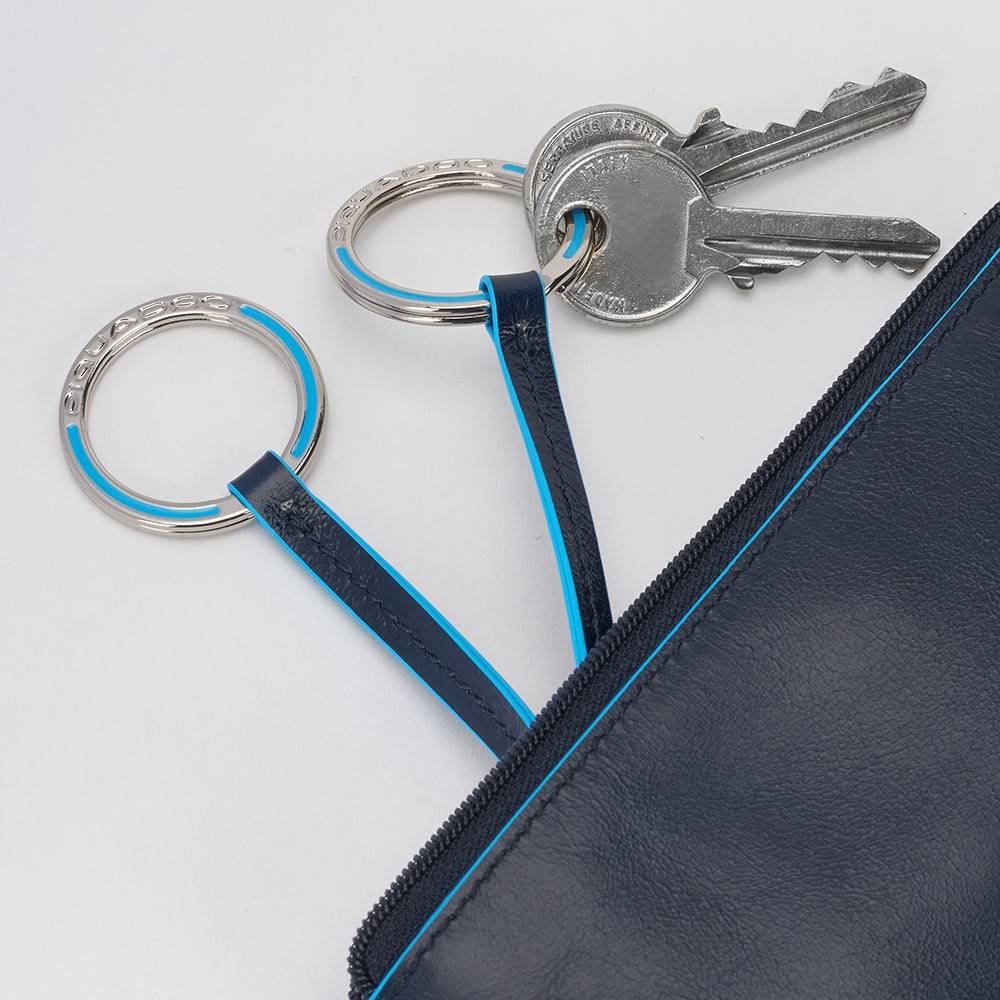 Piquadro Two-ring key case with zipped rear pocket Italy