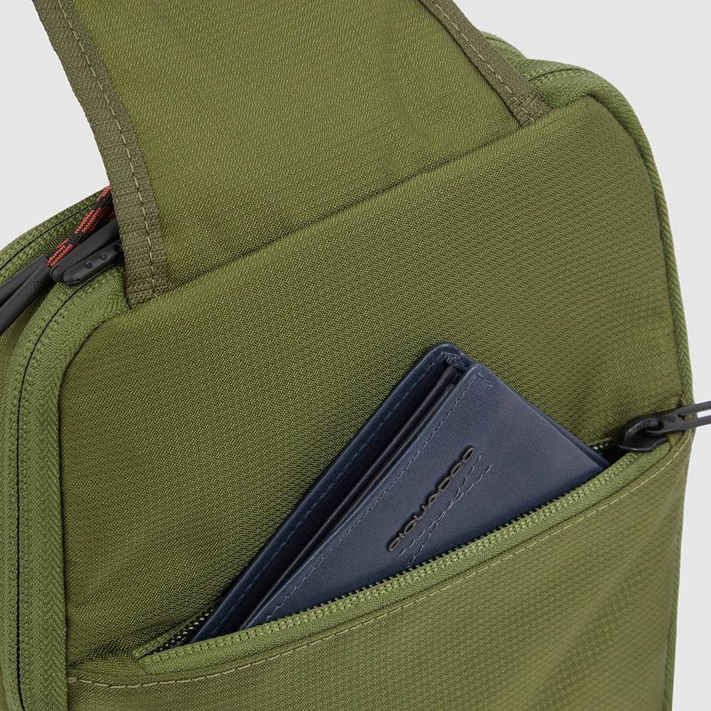 Piquadro Mono sling bag in recycled fabric Vendita Economica
