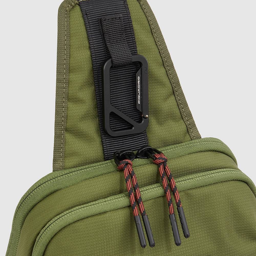 Piquadro Mono sling bag in recycled fabric Vendita Economica