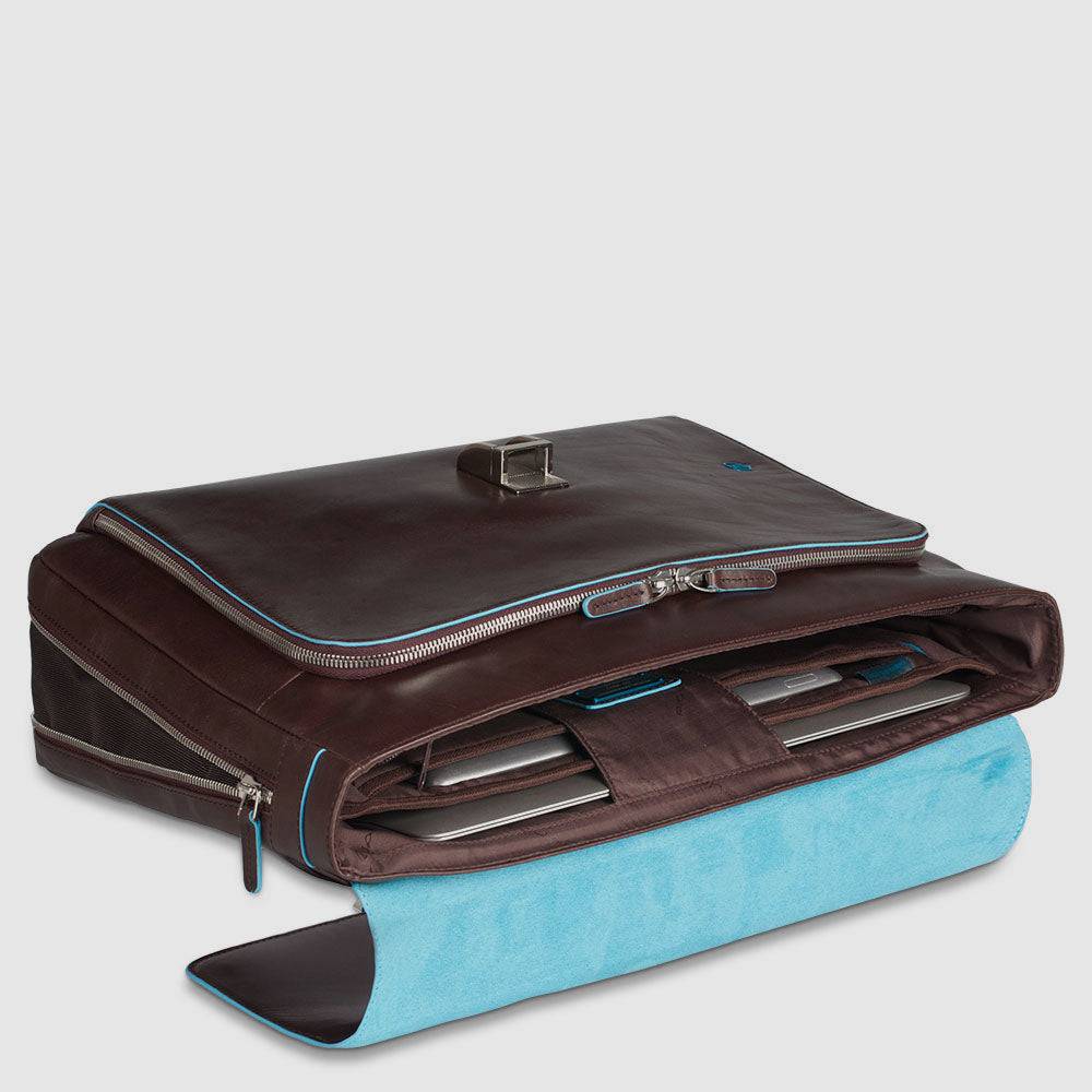 Piquadro Flap-over, expandable computer bag 15" Soddisfazione Garantita