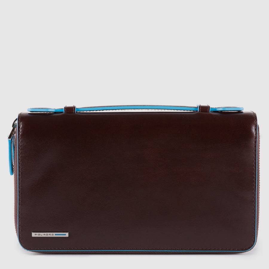 Piquadro Zip-around document organizer and wallet with coin