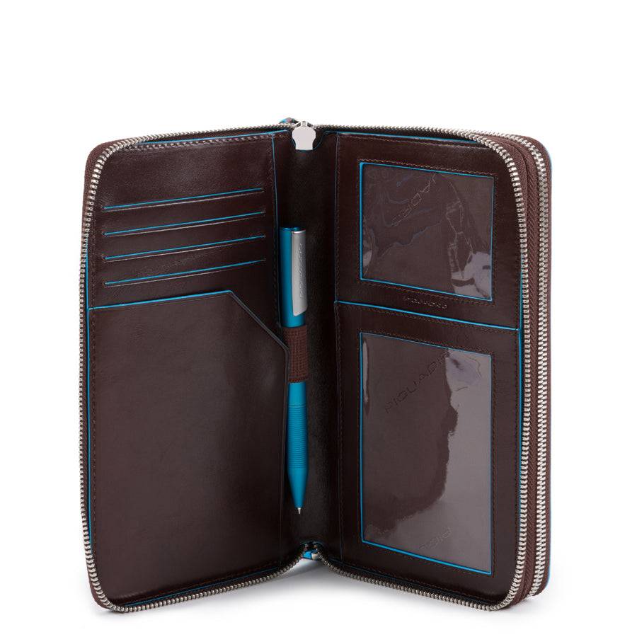 Piquadro Zip-around document organizer and wallet with coin Saldi Di Fabbrica