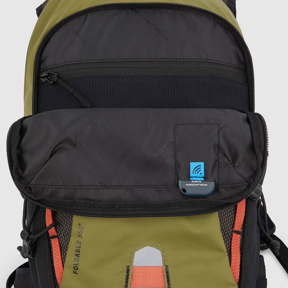 Piquadro Foldable computer backpack in recycled fabric Saldi Di Fabbrica