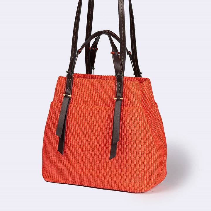 Roberta Gandolfi Fernanda Tote in rafia con finiture in pelle di vitello a doppia portabilità mano o shopping Vendite Flash