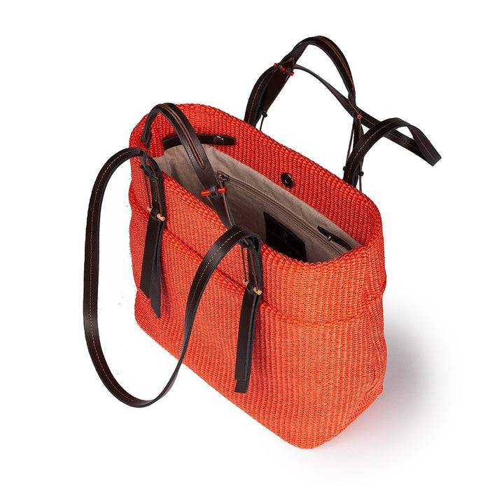 Roberta Gandolfi Fernanda Tote in rafia con finiture in pelle di vitello a doppia portabilità mano o shopping Vendite Flash