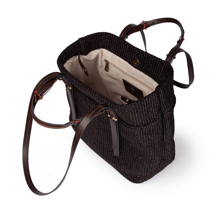 Roberta Gandolfi Fernanda Tote in rafia con finiture in pelle di vitello a doppia portabilità mano o shopping Negozio