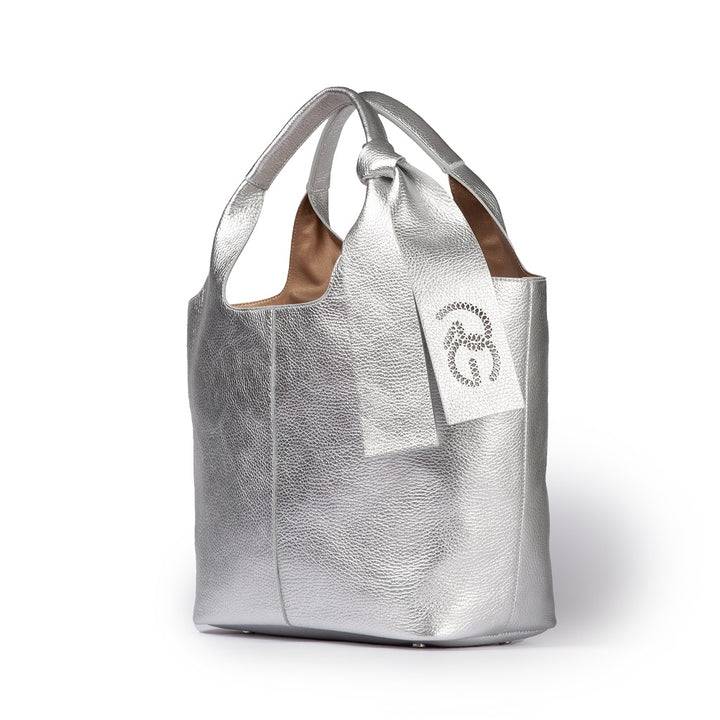 Roberta Gandolfi Maia Tote borsa hobo in pelle martellata Nuova