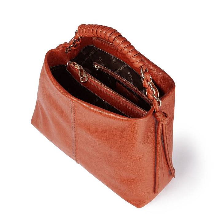 Roberta Gandolfi Amina large borsa a mano in pelle con manico tubolare fasciato e tracolla staccabile Italia