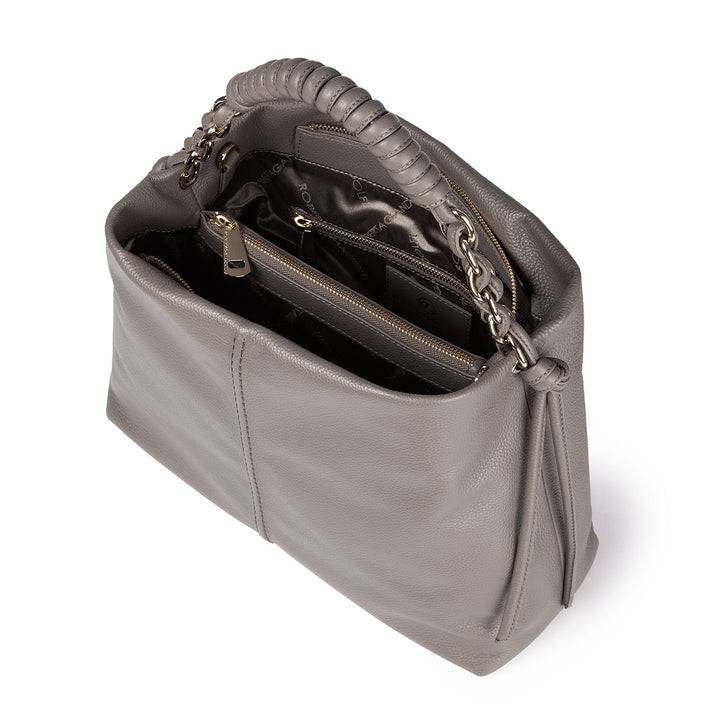 Roberta Gandolfi Amina large borsa a mano in pelle con manico tubolare fasciato e tracolla staccabile 2025