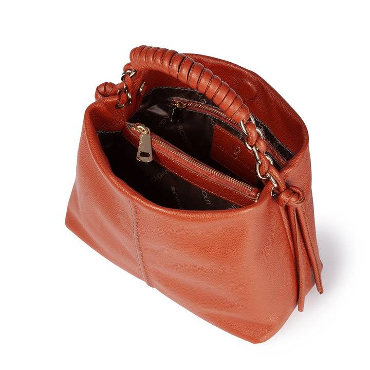 Roberta Gandolfi Amina small borsa a mano in pelle con manico tubolare fasciato e tracolla staccabile In Linea
