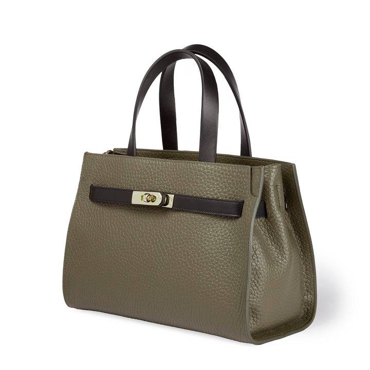 Roberta Gandolfi Frida Handbag in pelle martellata con tracolla logata in tessuto regolabile Acquista Ora