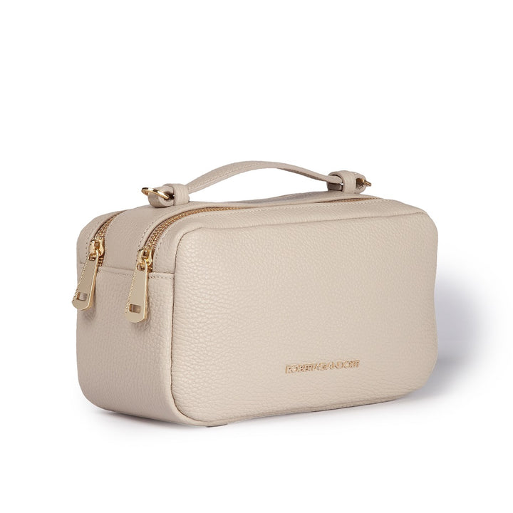 Roberta Gandolfi Brigida camera borsa in pelle con doppio scomparto e tracolla in catena dorata con spallaccio protettivo in pelle Sconto