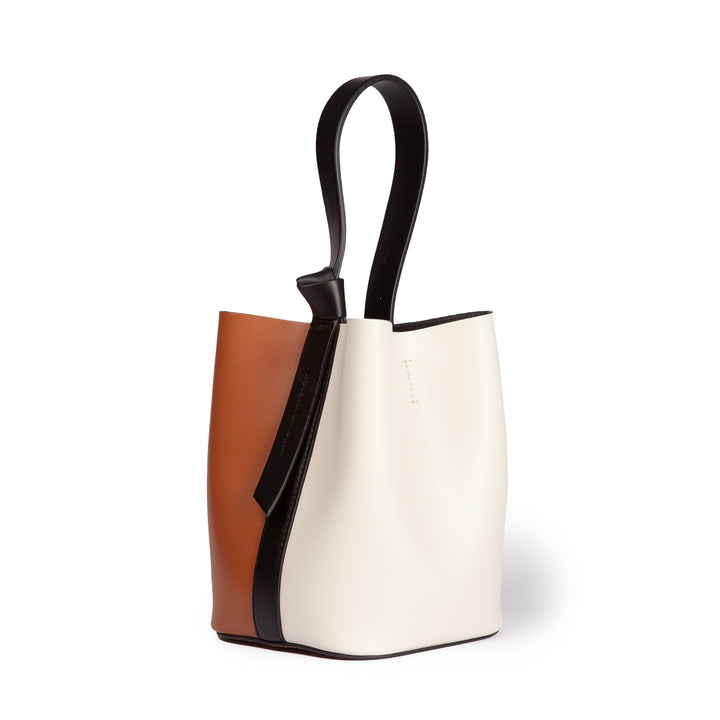 Roberta Gandolfi Cinzia Bucket medium medium in pelle bicolor con tracolla staccabile In Saldo
