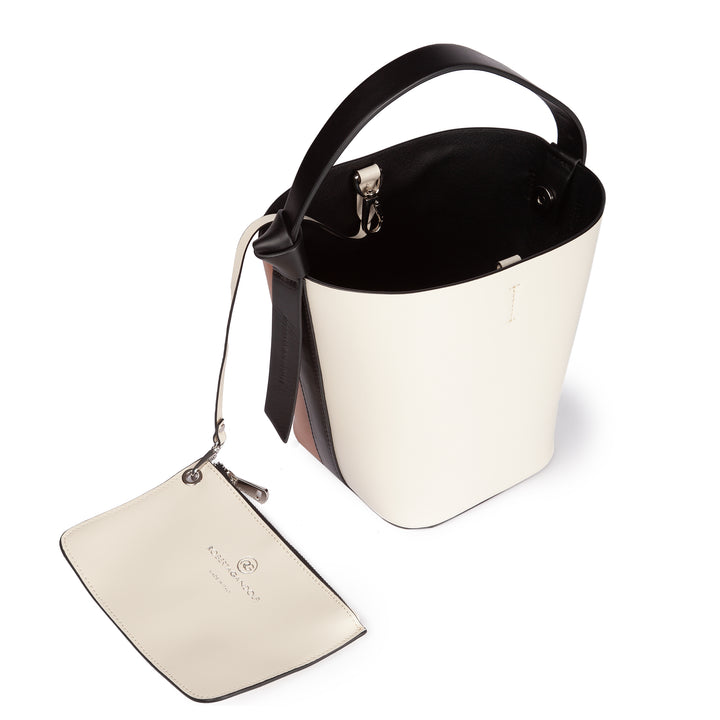 Roberta Gandolfi Cinzia Bucket medium medium in pelle bicolor con tracolla staccabile In Saldo