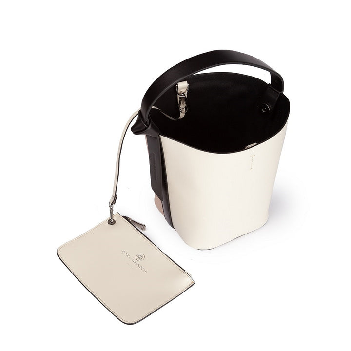 Roberta Gandolfi Cinzia Bucket medium medium in pelle bicolor con tracolla staccabile Nuova