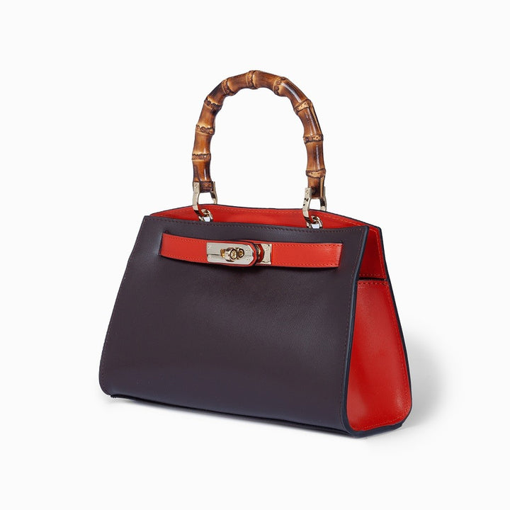 Roberta Gandolfi Lola small borsa in pelle con manico in vero legno di bambù e tracolla staccabile Qualità