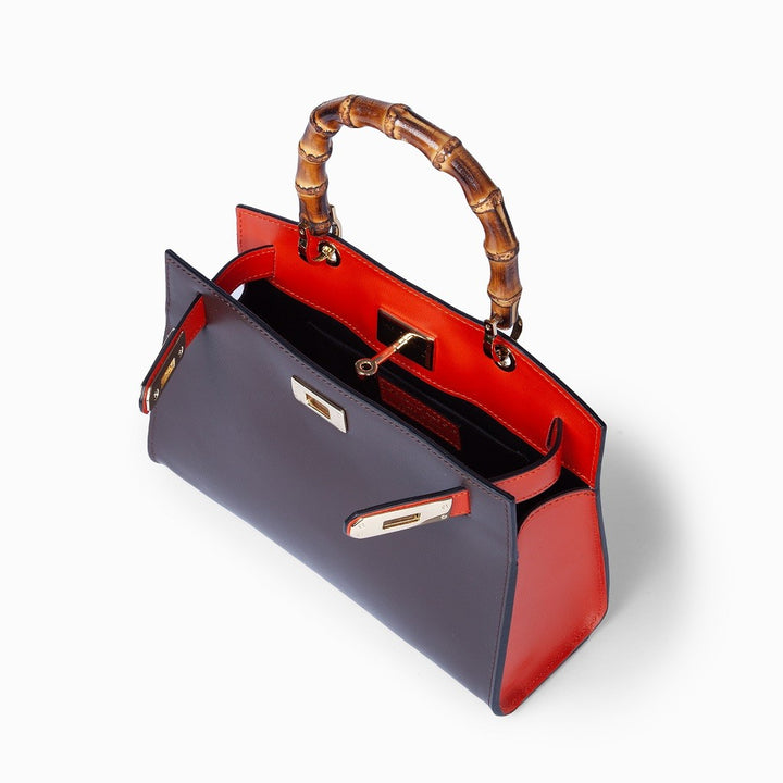 Roberta Gandolfi Lola small borsa in pelle con manico in vero legno di bambù e tracolla staccabile Qualità