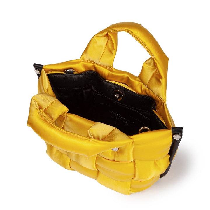 Roberta Gandolfi Greta Mini borsa in tessuto antigoccia imbottita ed intrecciata a mano con finiture in pelle Spedizione Gratuita