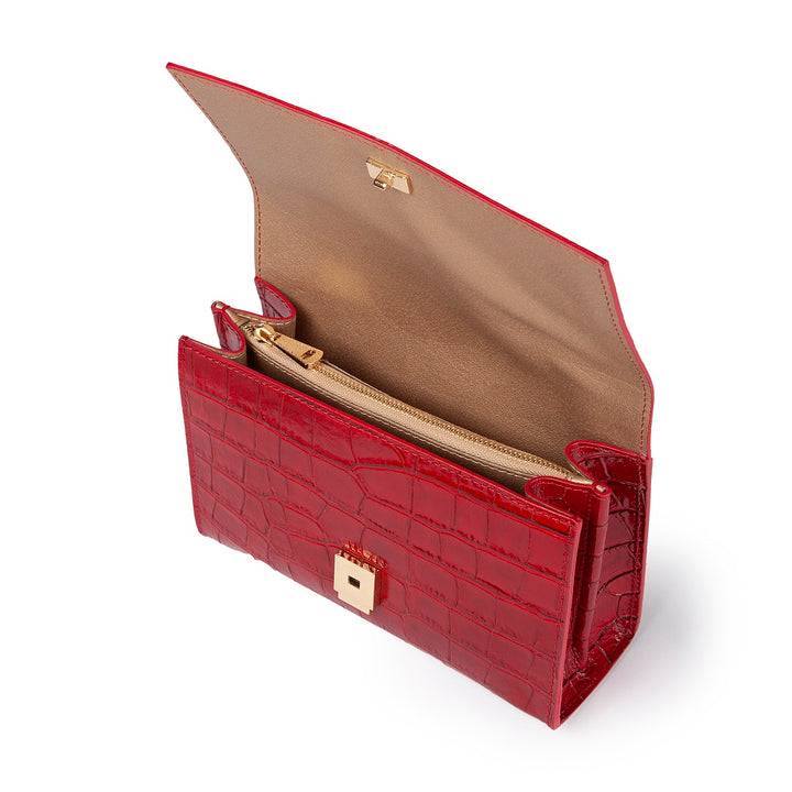 Roberta Gandolfi Nicole cocco compact crossbody borsa in pelle stampa cocco con tramezza interna e tasca esterna con tracolla staccabile e regolabile Fino Al -60%