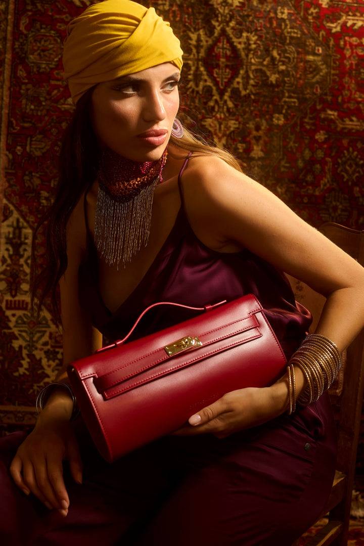Roberta Gandolfi Jade cluch borsa in pelle con chiusura manico retrattile e tracolla staccabile e regolabile Sconto