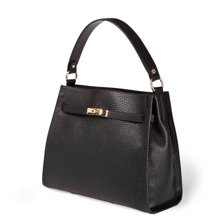 Roberta Gandolfi Frida Satchel in pelle martellata con tracolla logata in tessuto regolabile 2025