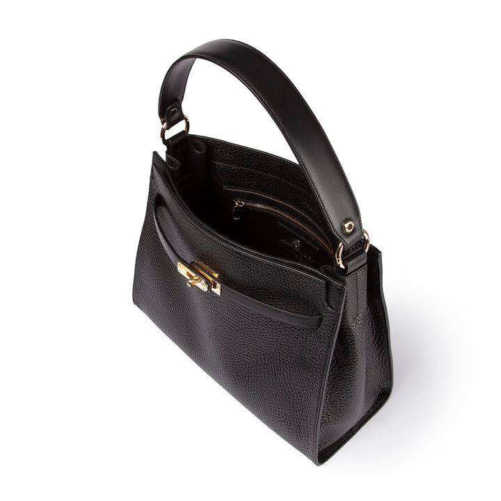 Roberta Gandolfi Frida Satchel in pelle martellata con tracolla logata in tessuto regolabile 2025