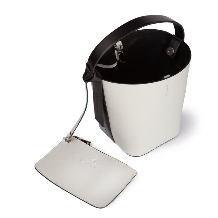 Roberta Gandolfi Cinzia Bucket medium medium in pelle bicolor con tracolla staccabile Sottocosto