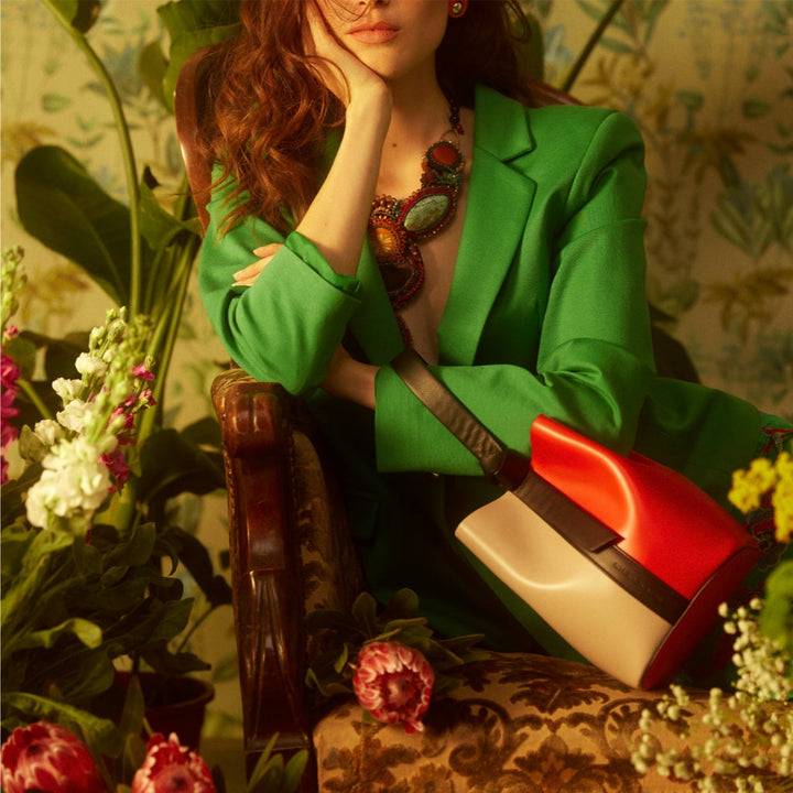Roberta Gandolfi Cinzia Bucket small in pelle bicolor con tracolla staccabile Convenienza