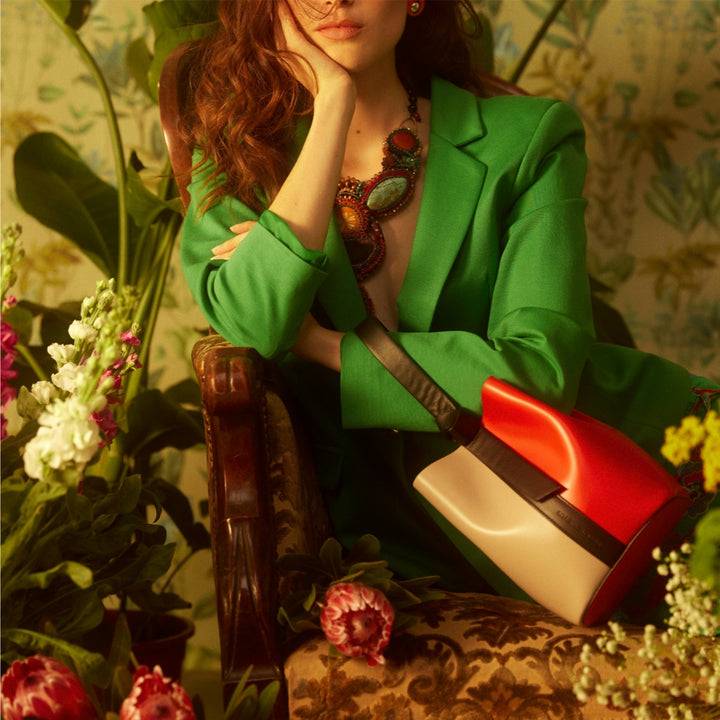 Roberta Gandolfi Cinzia Bucket small in pelle bicolor con tracolla staccabile Novità