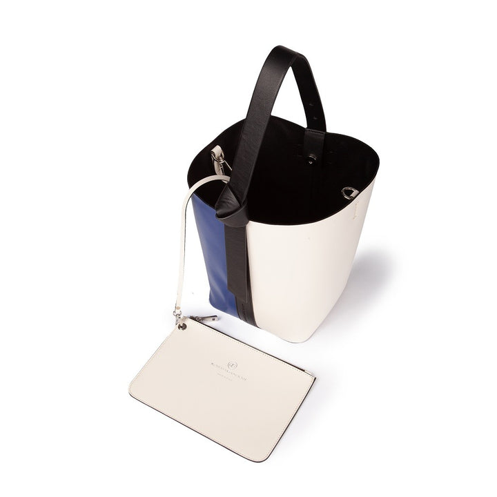 Roberta Gandolfi Cinzia Bucket medium medium in pelle bicolor con tracolla staccabile Spedizione Gratuita