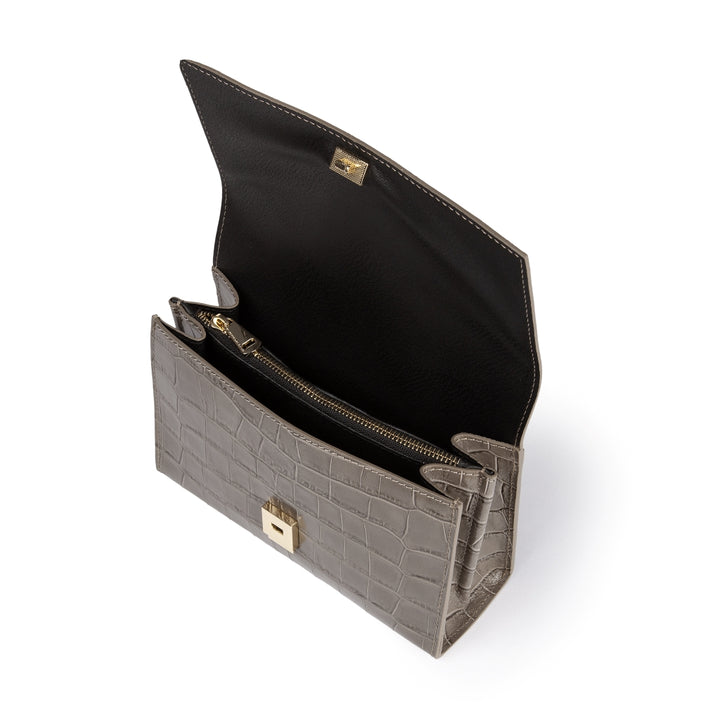 Roberta Gandolfi Nicole cocco compact crossbody borsa in pelle stampa cocco con tramezza interna e tasca esterna con tracolla staccabile e regolabile Ultimi due giorni