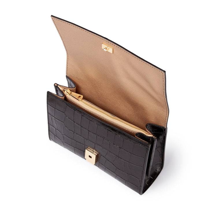 Roberta Gandolfi Nicole cocco compact crossbody borsa in pelle stampa cocco con tramezza interna e tasca esterna con tracolla staccabile e regolabile Promozione temporanea