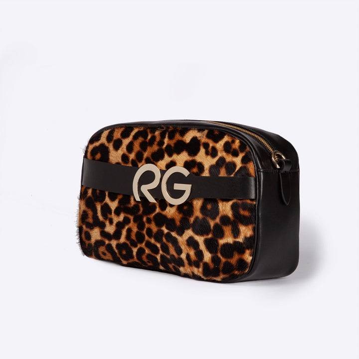 Roberta Gandolfi Dafne pony camera in pelle stampa animalier con tracolla staccabile Nuovo