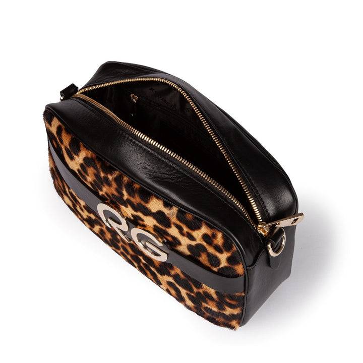 Roberta Gandolfi Dafne pony camera in pelle stampa animalier con tracolla staccabile Nuovo