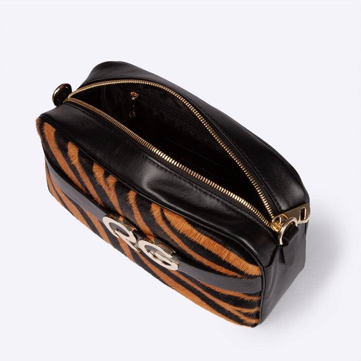 Roberta Gandolfi Dafne pony camera in pelle stampa animalier con tracolla staccabile Qualità