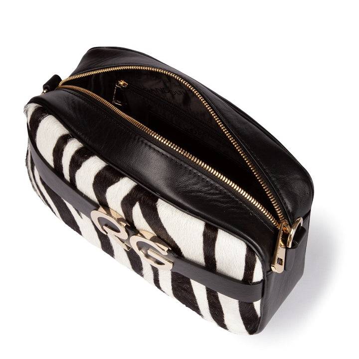 Roberta Gandolfi Dafne pony camera in pelle stampa animalier con tracolla staccabile Vendita
