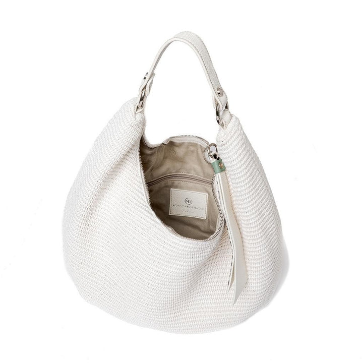 Roberta Gandolfi Beatrice Hobo medium in raffia e finiture in pelle con dettaglio animalier e tracolla staccabile Negozi Online
