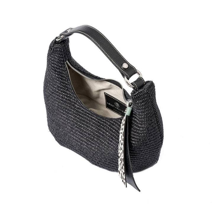 Roberta Gandolfi Beatrice Hobo small in raffia e finiture in pelle con dettaglio animalier e tracolla staccabile Acquista Ora