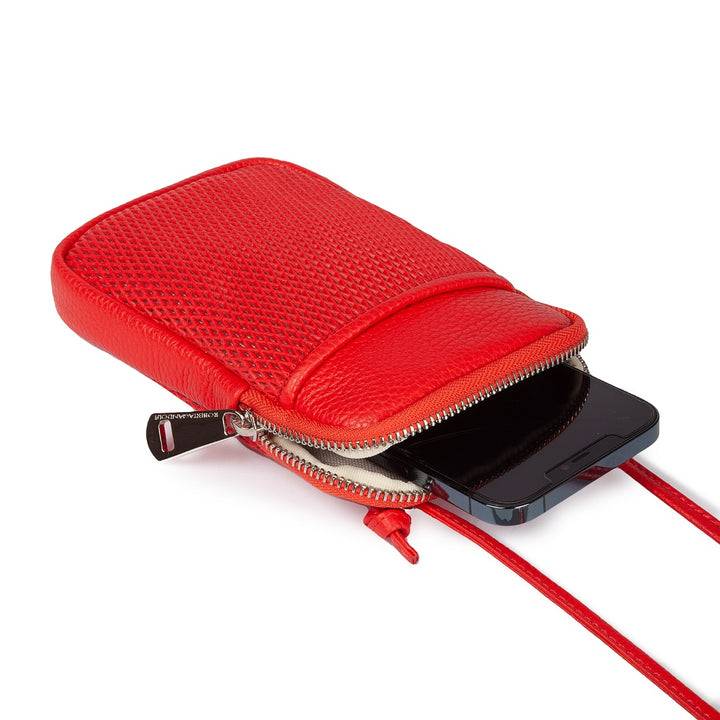 Roberta Gandolfi Yuma Phone holder in pelle di vitello con tracolla staccabile e regolabile e tasca esterna 2025