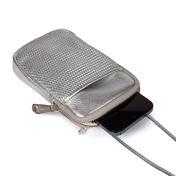 Roberta Gandolfi Yuma Phone holder in pelle di vitello con tracolla staccabile e regolabile e tasca esterna Italy