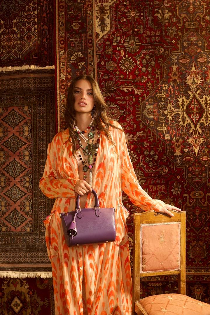 Roberta Gandolfi Nicole bowling in pelle stampa "light saffiano" con tracolla staccabile e regolabile Qualità