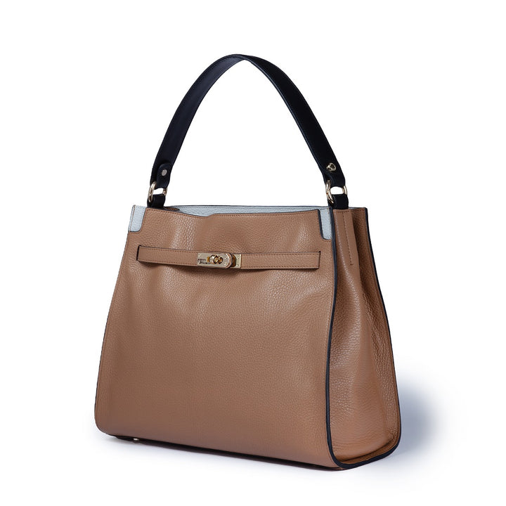 Roberta Gandolfi Frida Satchel in pelle martellata con tracolla logata in tessuto regolabile Vendita