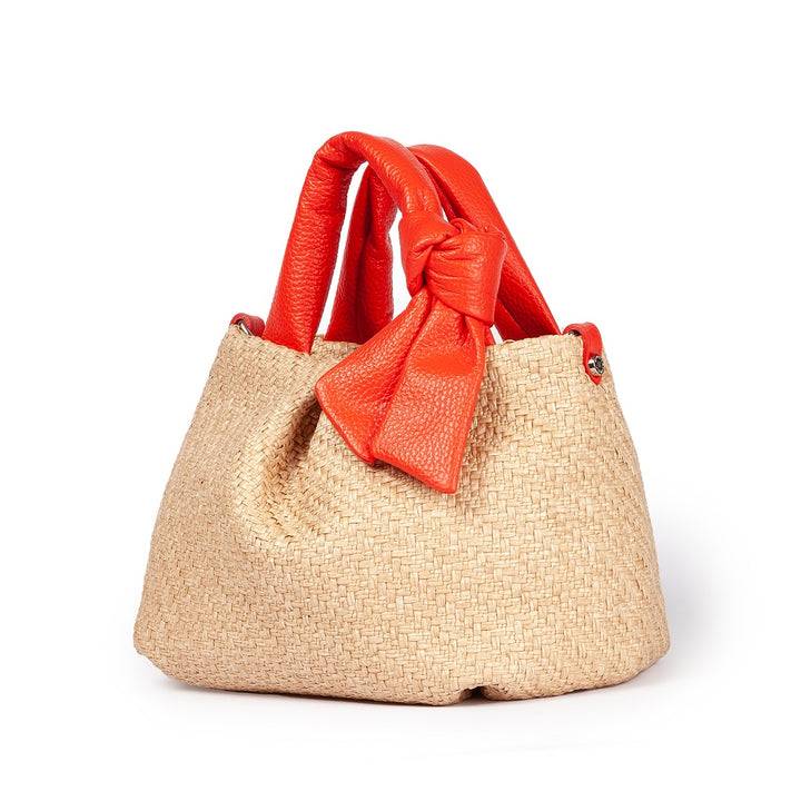 Roberta Gandolfi Matilde Handbag in rafia e pelle con tracolla staccabile Saldi