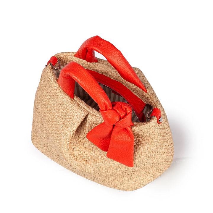 Roberta Gandolfi Matilde Handbag in rafia e pelle con tracolla staccabile Saldi