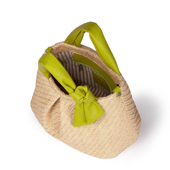 Roberta Gandolfi Matilde Handbag in rafia e pelle con tracolla staccabile Offerte