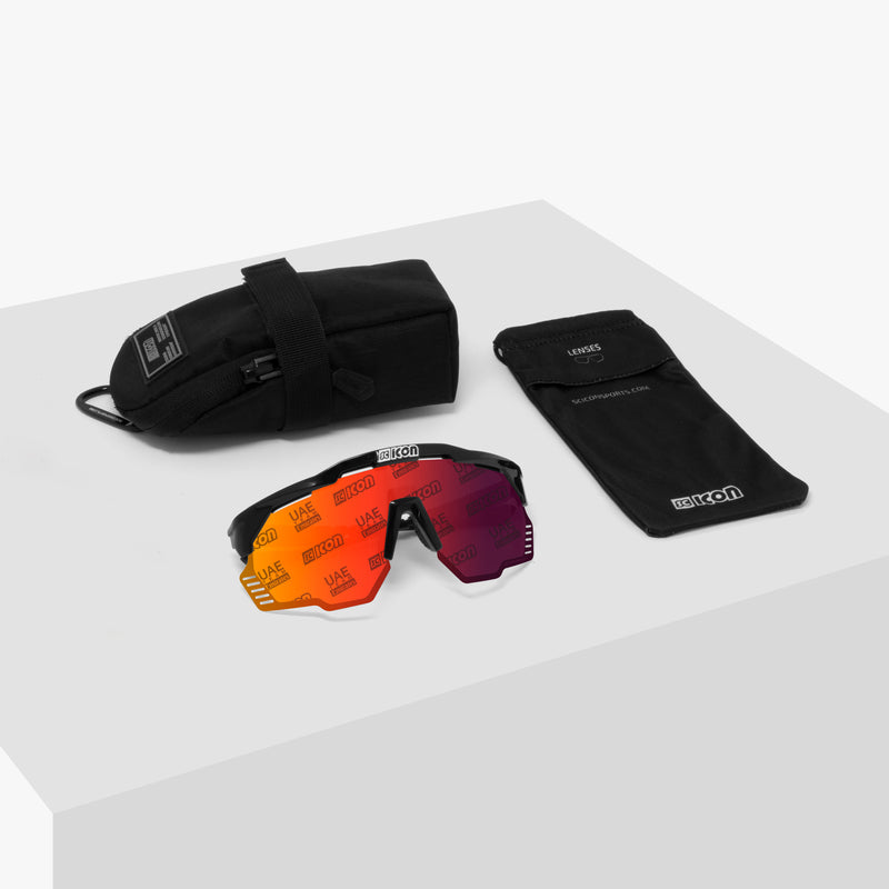 Scicon Occhiali Sportivi Aeroshade Kunken Nero Bianco/Lenti Rosse Qualità