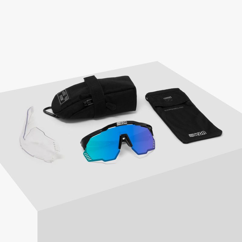 Scicon Aeroshade Kunken Occhiali Ciclismo Carbon Opaco/Blu Saldi Di Fabbrica