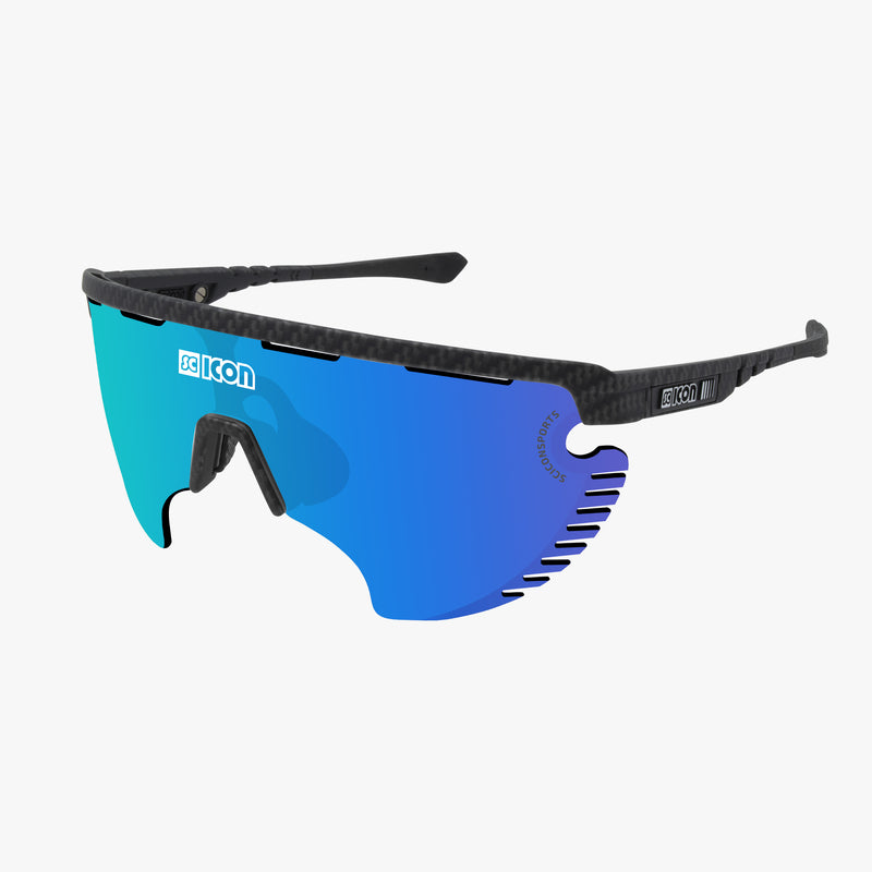 Scicon Occhiali Sportivi Aerowing Lamon Carbon/Lente Blu Specchiata Presa